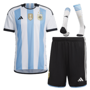 Argentina 2022 Three Stars Home Kids Jersey And Shorts Kit
