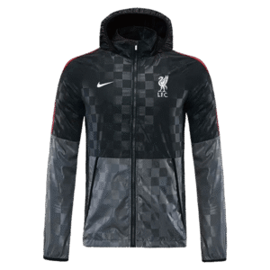 Liverpool 2022 Greyblack Windbreaker Hoodie Jacket