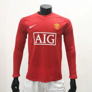 Manchester United 2007/2009 Home Long Sleeves Adult Retro Jersey And Shorts Kit