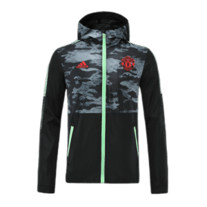 Manchester United 2022 Windbreaker Hoodie Jacket Black&cyan