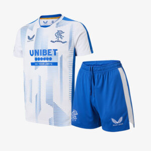 Rangers 2021/22 Training Kids Jersey And Shorts Kit - White/blue