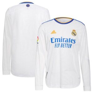 Real Real Madrid 2021 Home Authentic Patch Long Sleeve Jersey - White